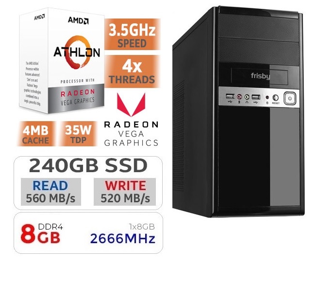 AMD 3000G 8GB DDR4 240GB SSD VEGA3 KASA